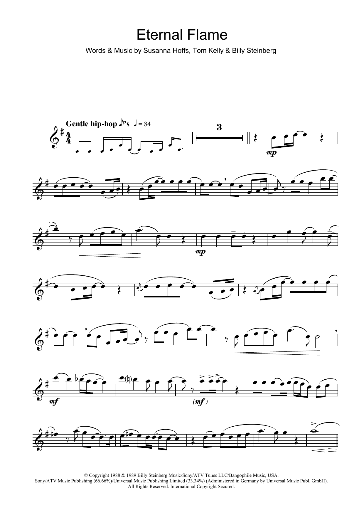 Download The Bangles Eternal Flame Sheet Music