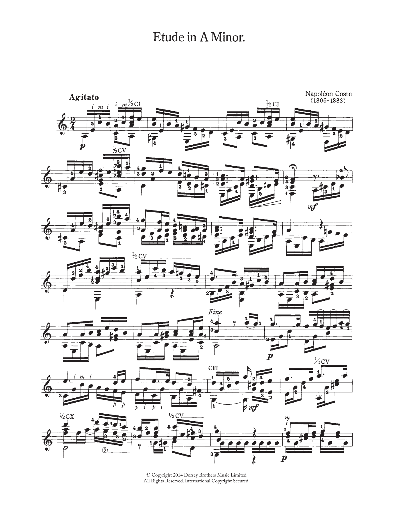 Download Napoleon Coste Etude In A Minor Sheet Music
