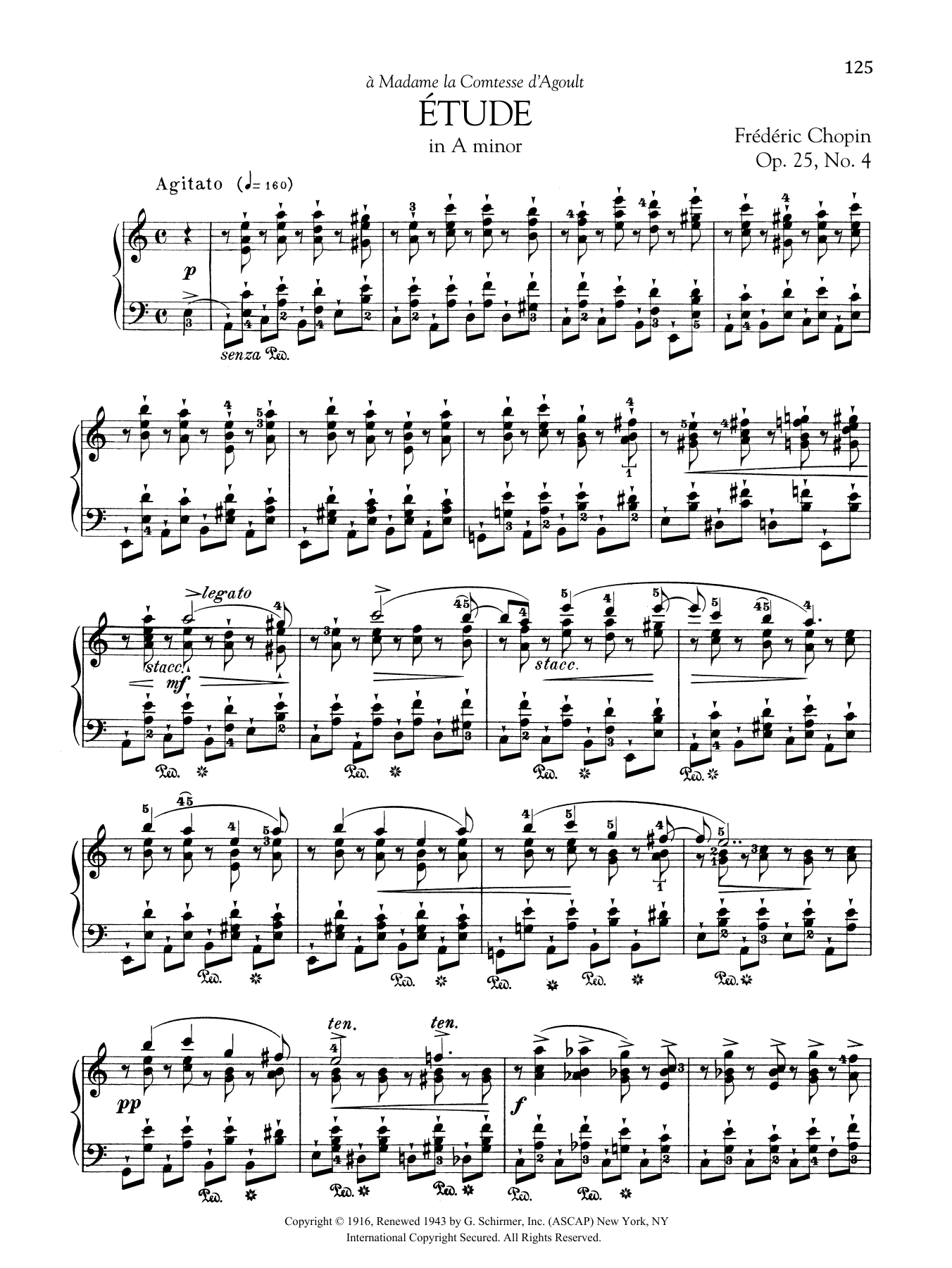 Download Frederic Chopin Etude in A minor, Op. 25, No. 4 Sheet Music