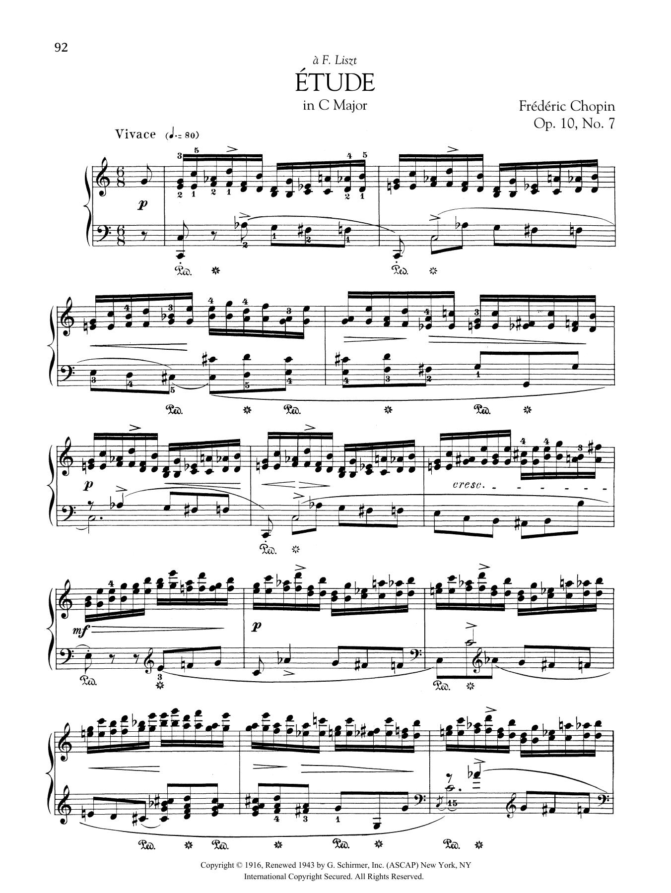 Download Frederic Chopin Etude in C Major, Op. 10, No. 7 Sheet Music