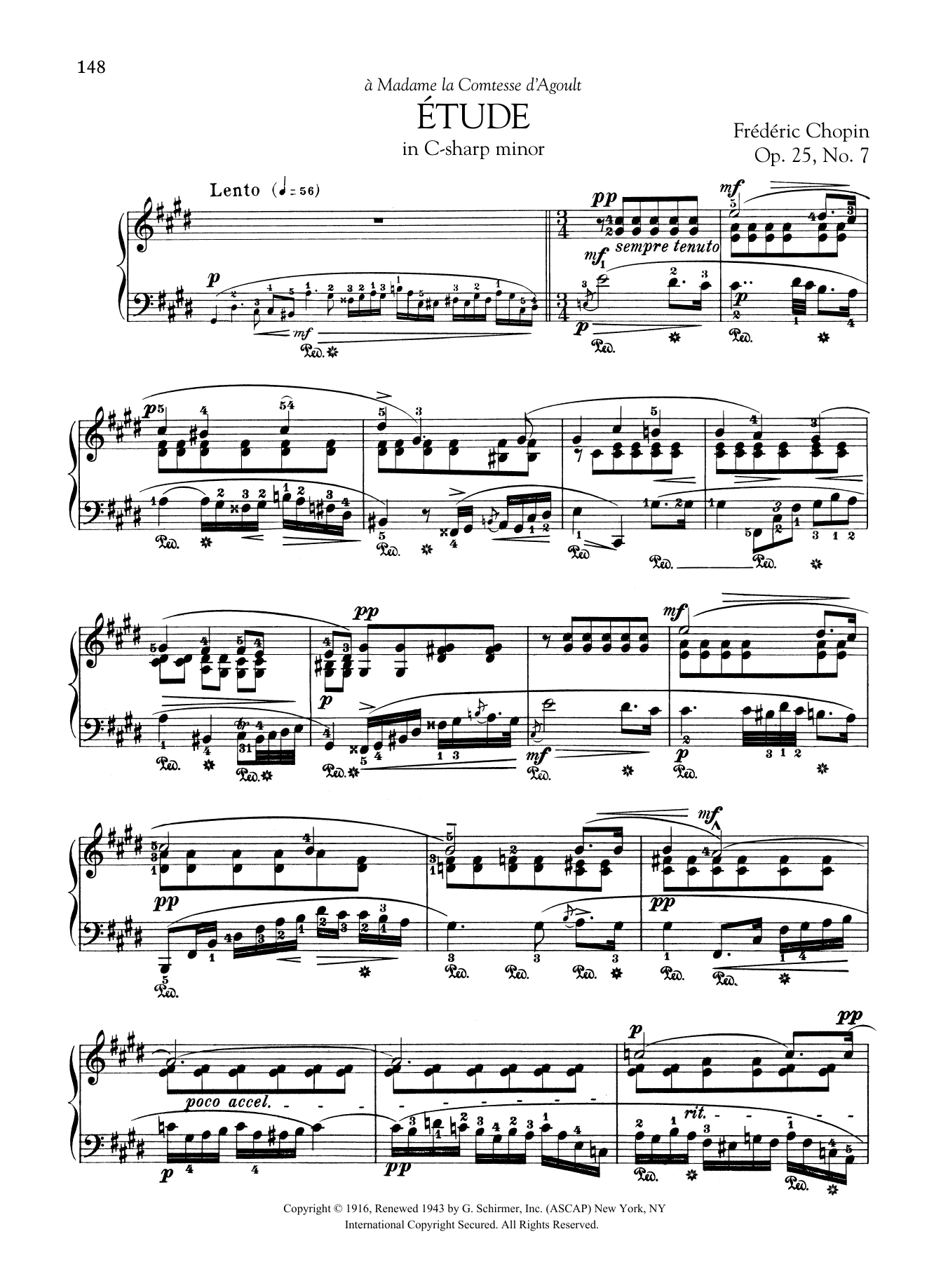 Download Frederic Chopin Etude in C-sharp minor, Op. 25, No. 7 Sheet Music