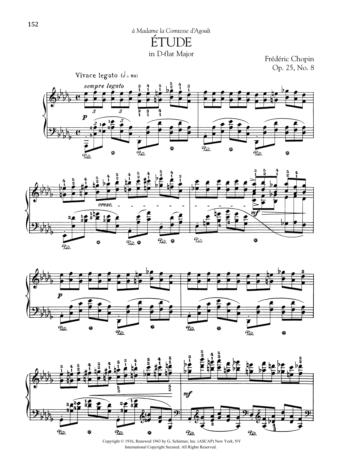 Download Frederic Chopin Etude in D-flat Major, Op. 25, No. 8 Sheet Music