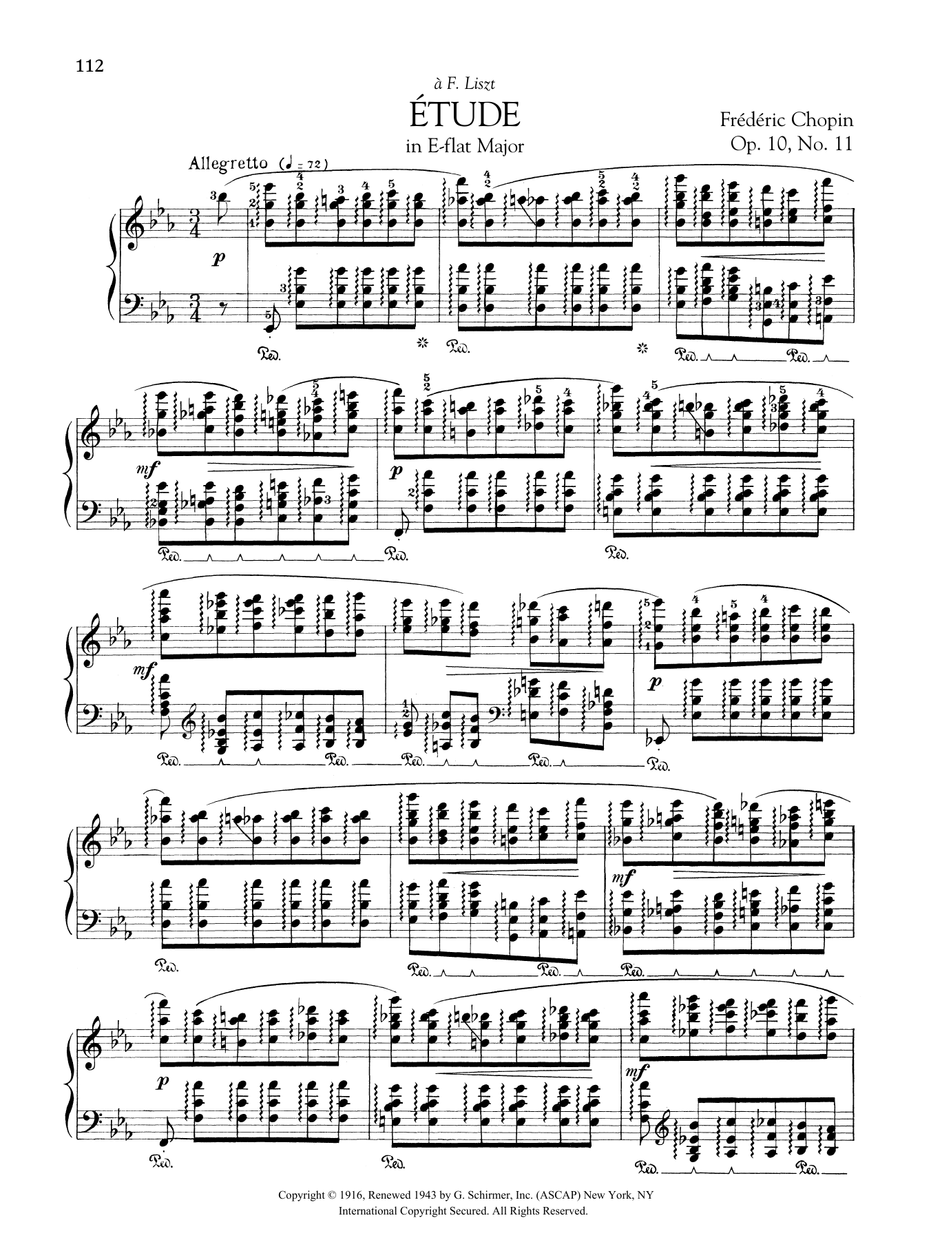 Download Frederic Chopin Etude in E-flat Major, Op. 10, No. 11 Sheet Music
