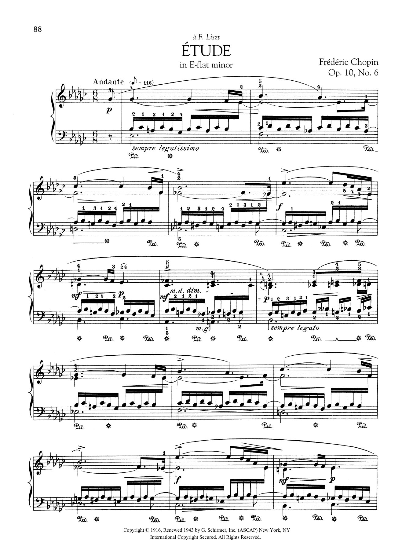 Download Frederic Chopin Etude in E-flat minor, Op. 10, No. 6 Sheet Music