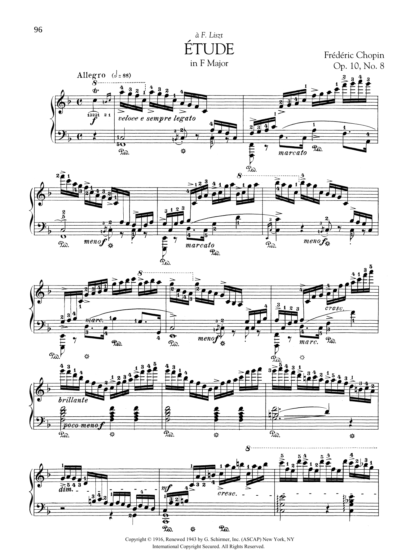 Download Frederic Chopin Etude in F Major, Op. 10, No. 8 Sheet Music