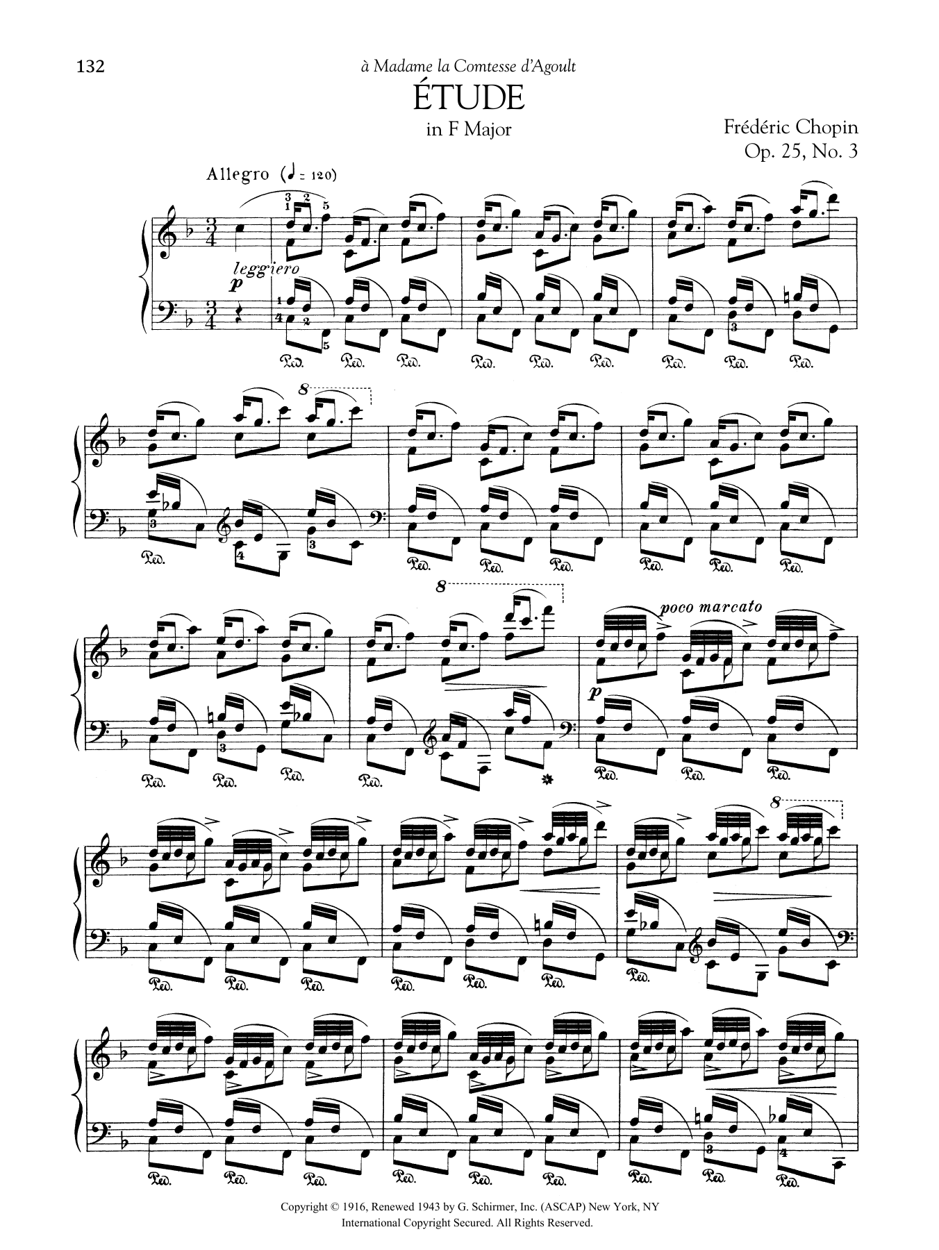 Download Frederic Chopin Etude in F Major, Op. 25, No. 3 Sheet Music