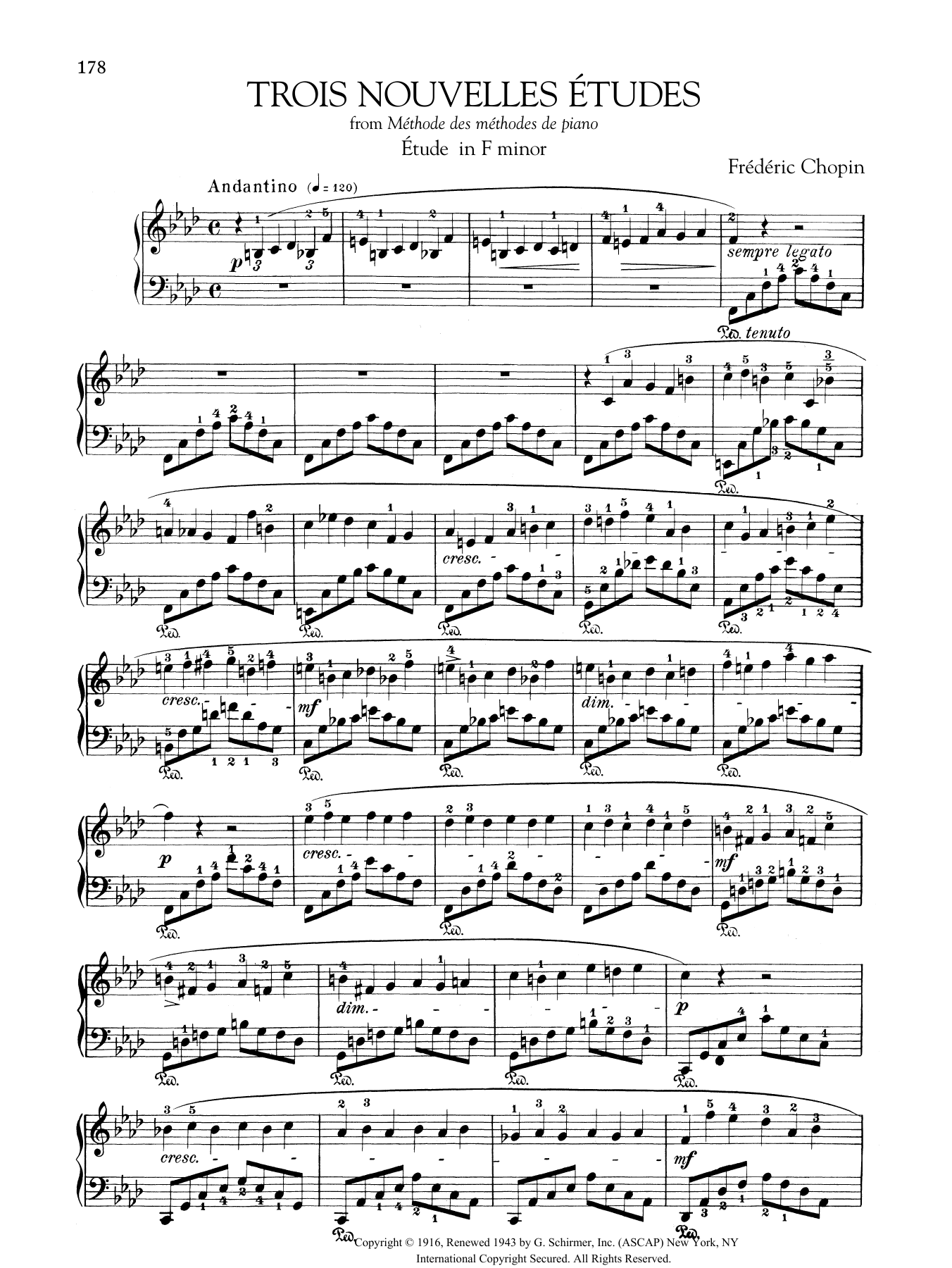 Download Frederic Chopin Etude in F minor, from Trois Nouvelles Sheet Music