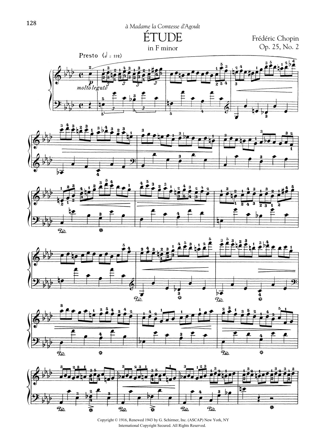 Download Frederic Chopin Etude in F minor, Op 25, No. 2 Sheet Music
