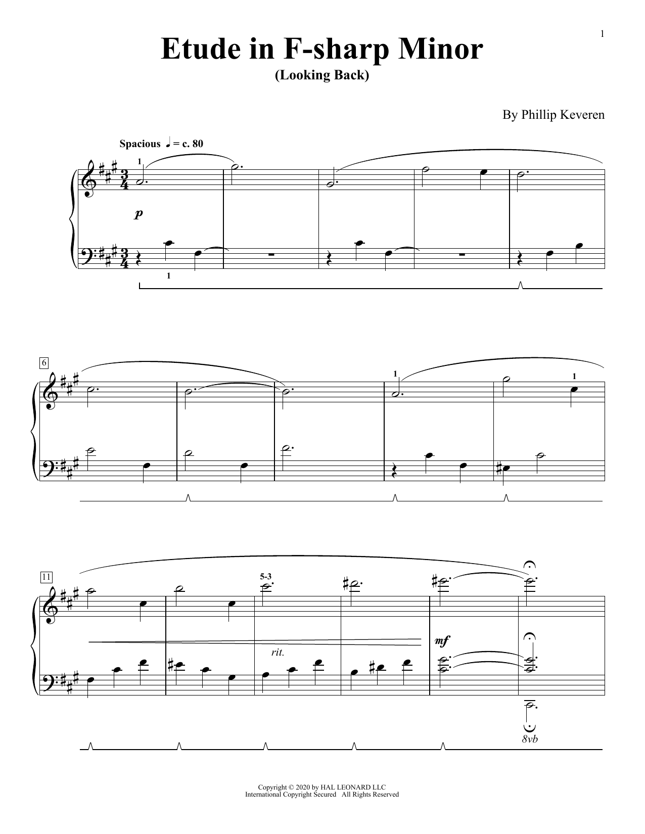Download Phillip Keveren Etude In F-Sharp Minor (Looking Back) Sheet Music