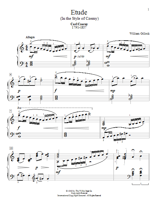 Download William Gillock Etude (In The Style Of Czerny) Sheet Music