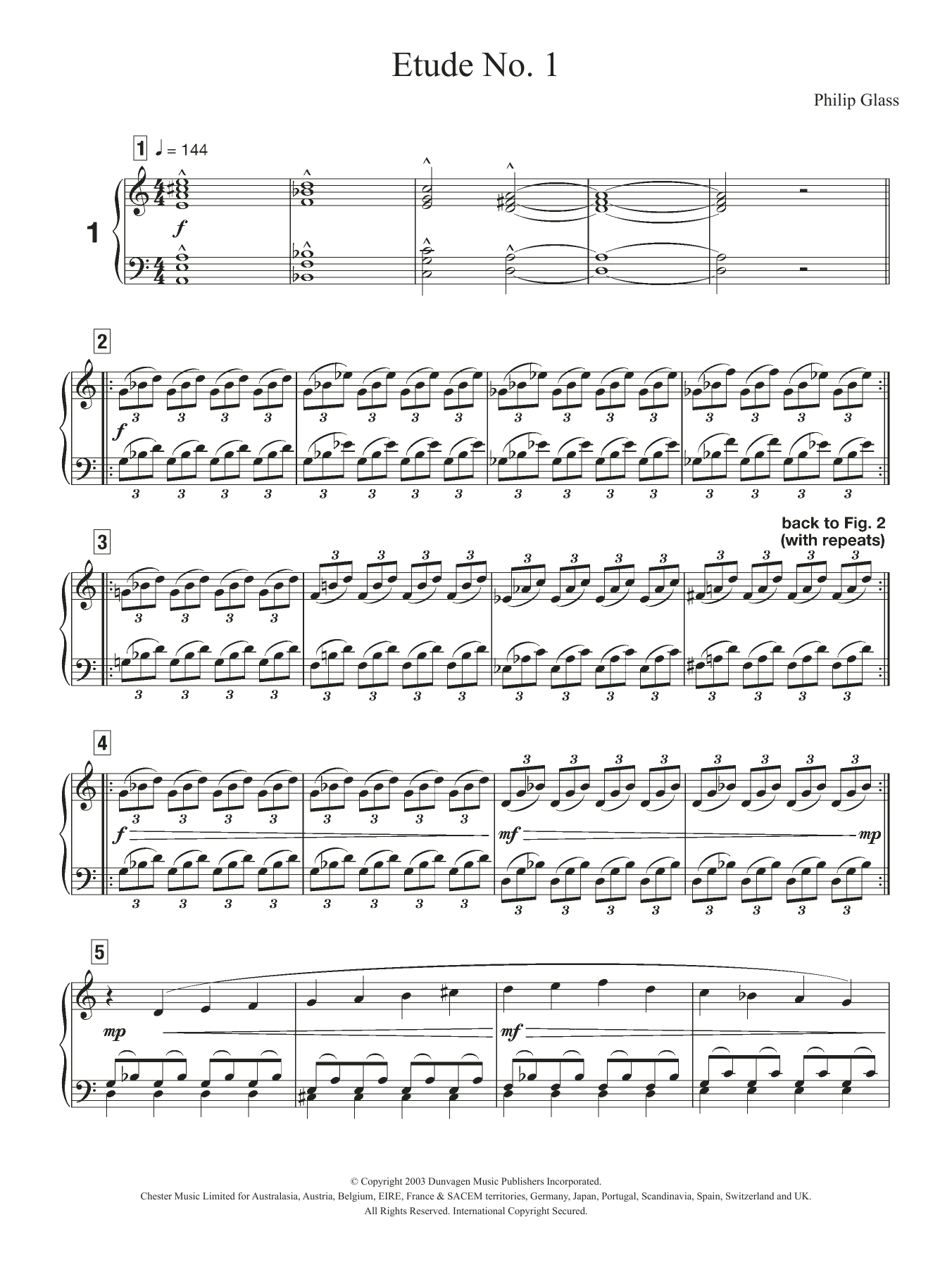 Download Philip Glass Etude No. 1 Sheet Music