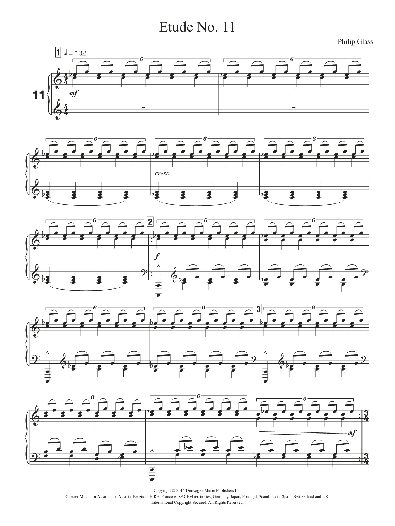 Download Philip Glass Etude No. 11 Sheet Music