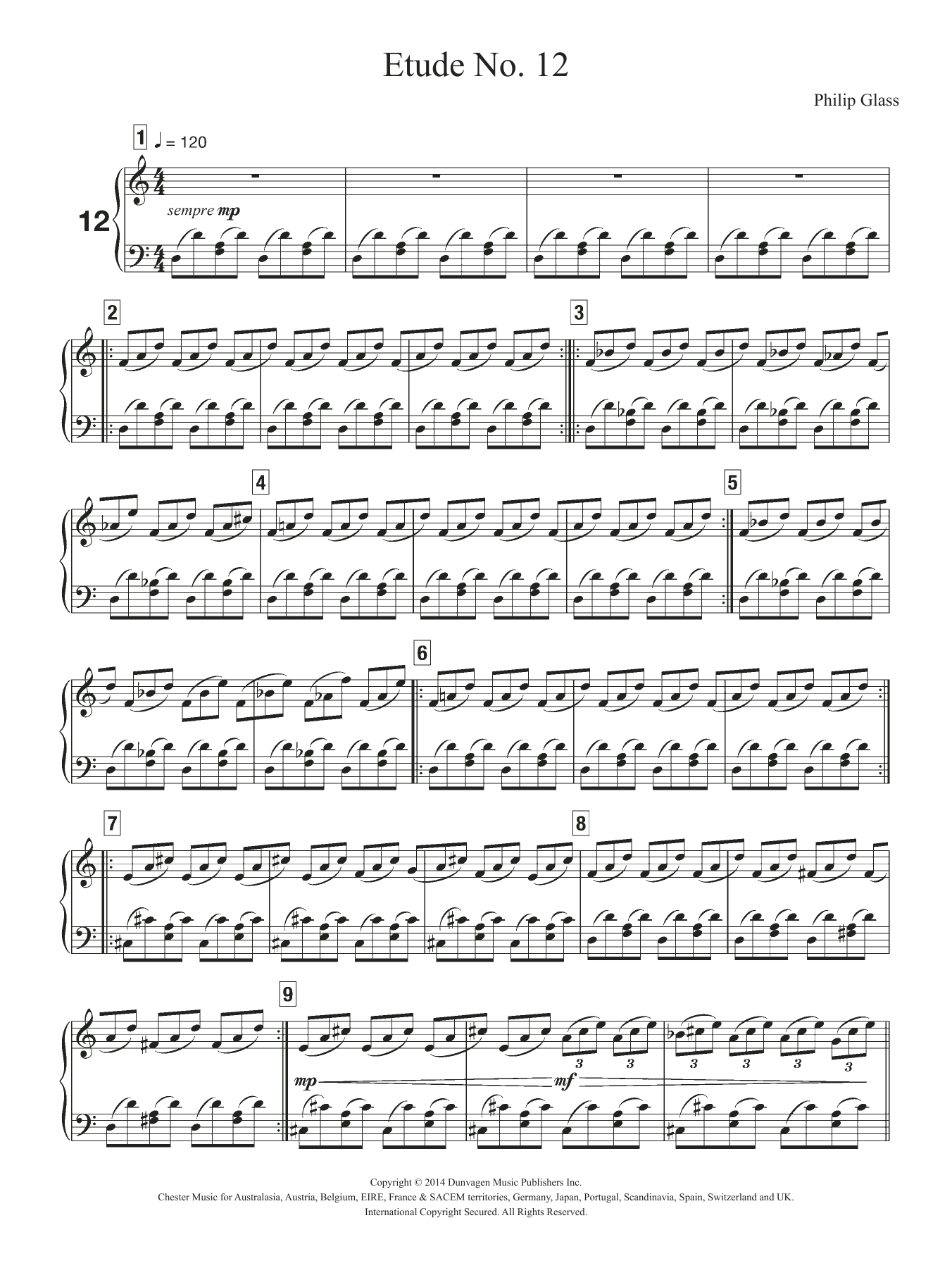 Download Philip Glass Etude No. 12 Sheet Music