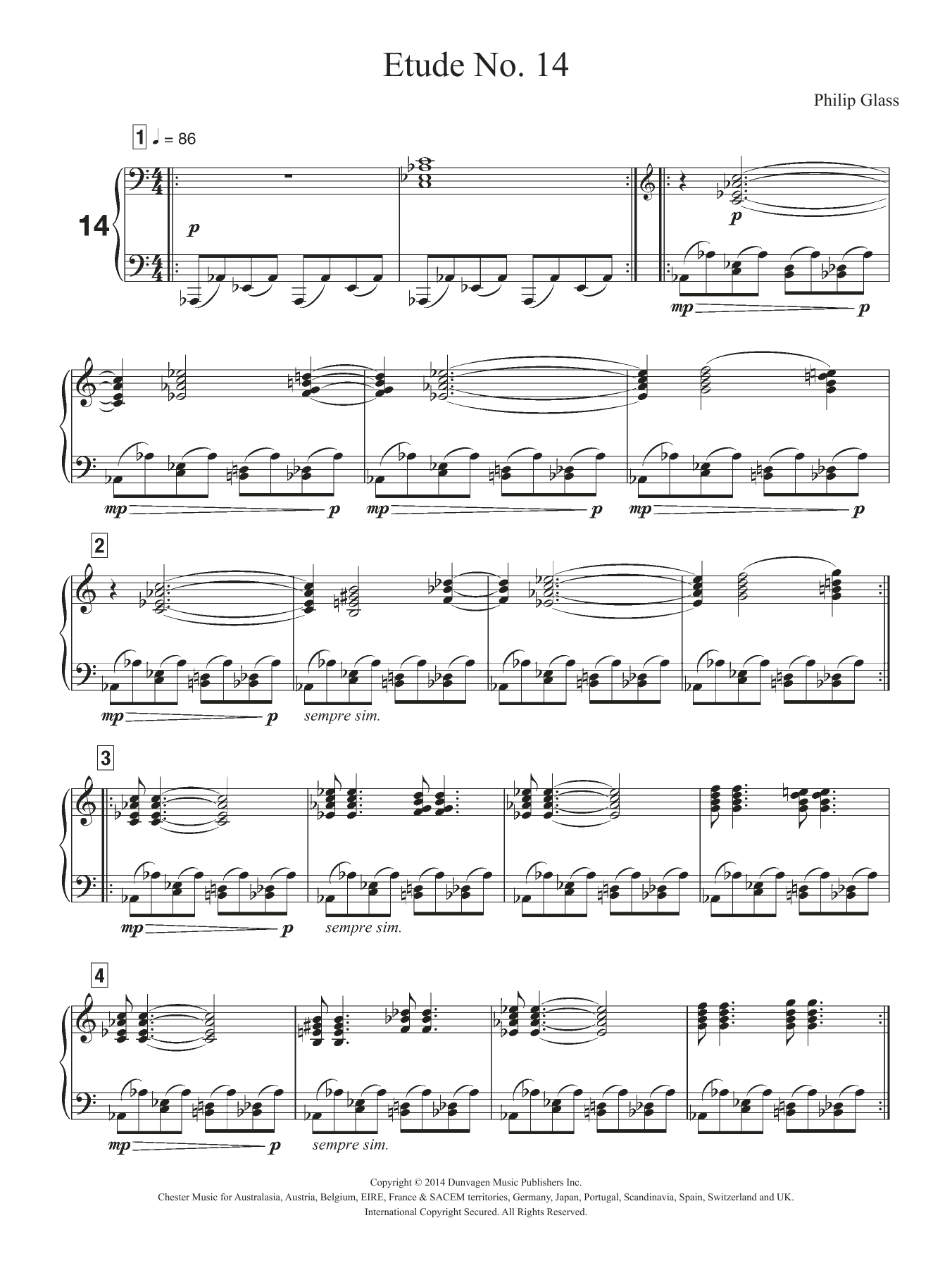 Download Philip Glass Etude No. 14 Sheet Music