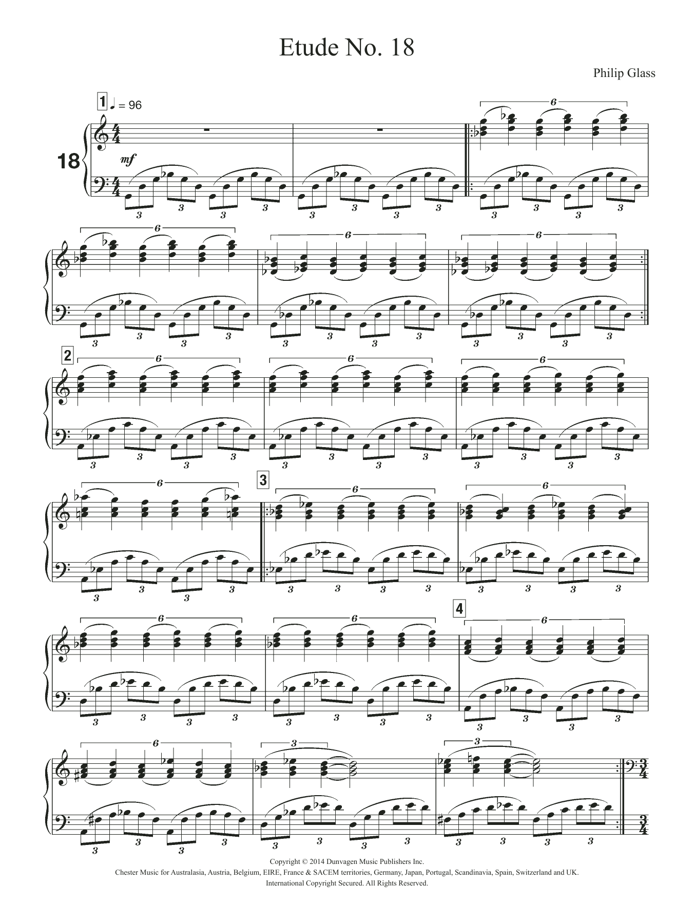 Download Philip Glass Etude No. 18 Sheet Music