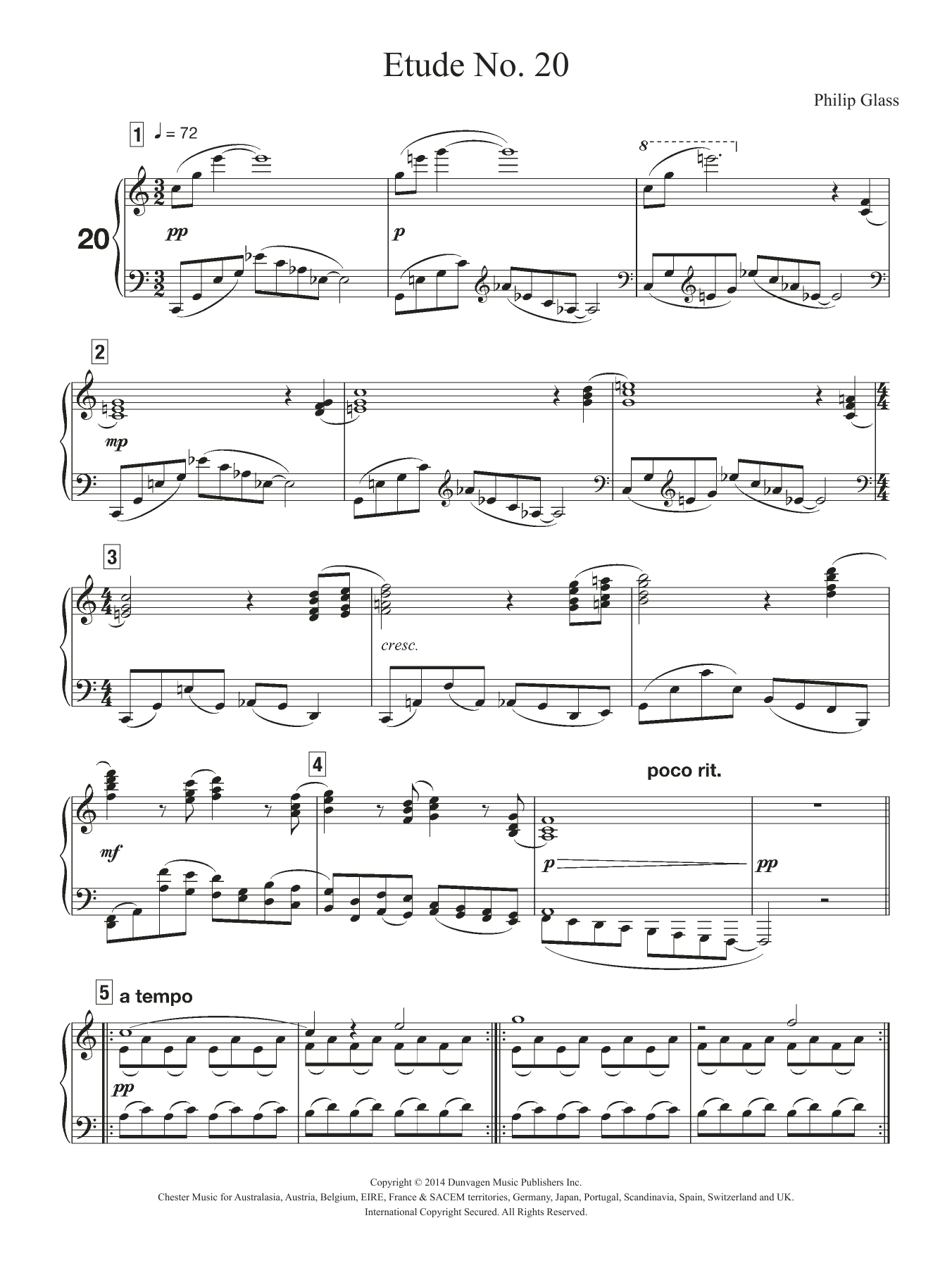 Download Philip Glass Etude No. 20 Sheet Music