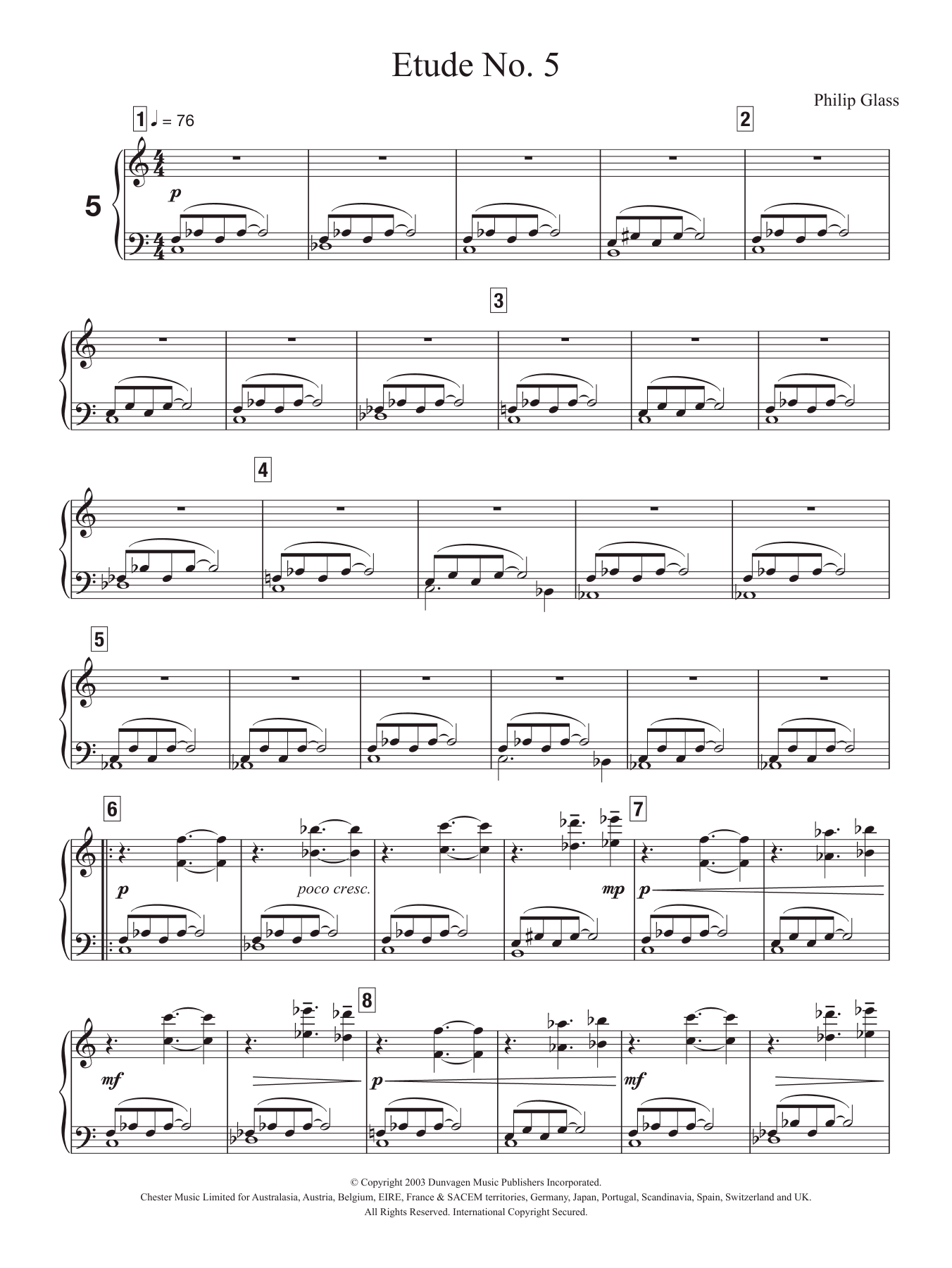 Download Philip Glass Etude No. 5 Sheet Music
