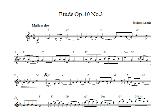 Download Frederic Chopin Etude in E Major, Op.10, No.3 (Tristess Sheet Music