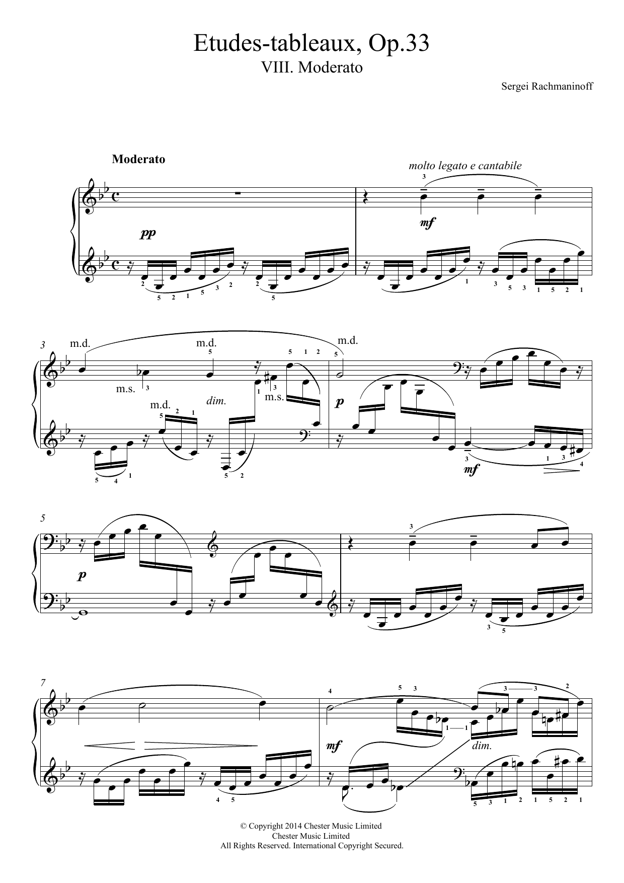 Download Sergei Rachmaninoff Etudes-tableaux Op.33, No.8 Moderato Sheet Music