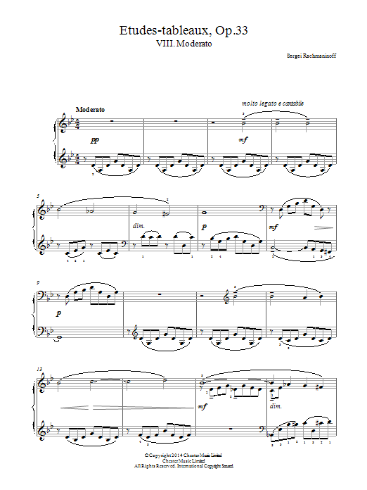 Download Sergei Rachmaninoff Etudes-tableaux Op.33, No.8 Moderato Sheet Music