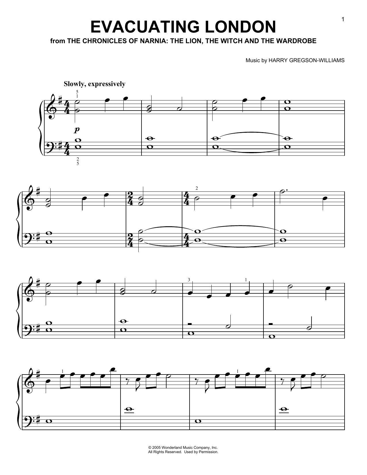 Download Harry Gregson-Williams Evacuating London (from The Chronicles Sheet Music
