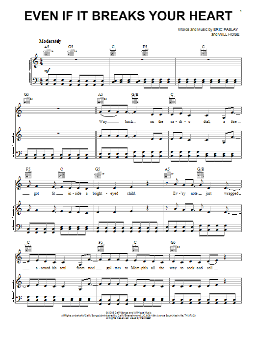 Download Eli Young Band Even If It Breaks Your Heart Sheet Music