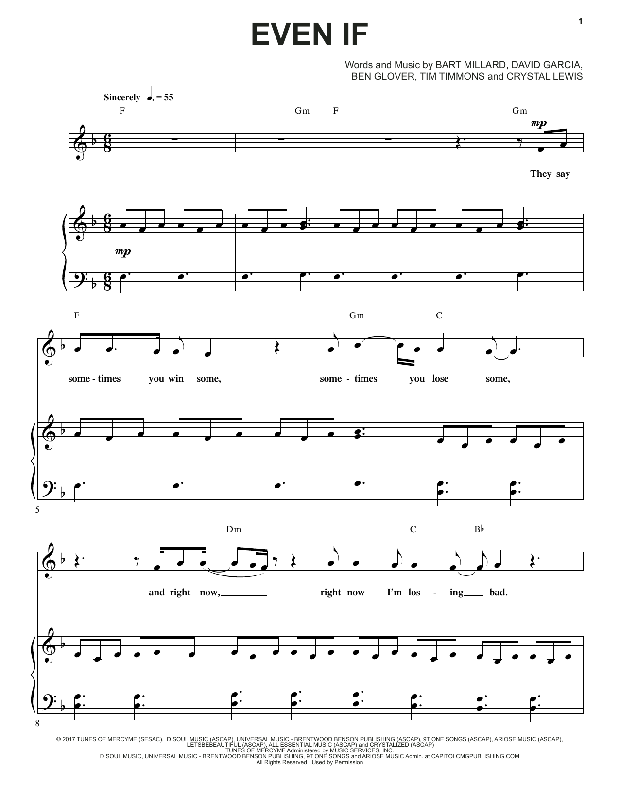 Download MercyMe Even If Sheet Music
