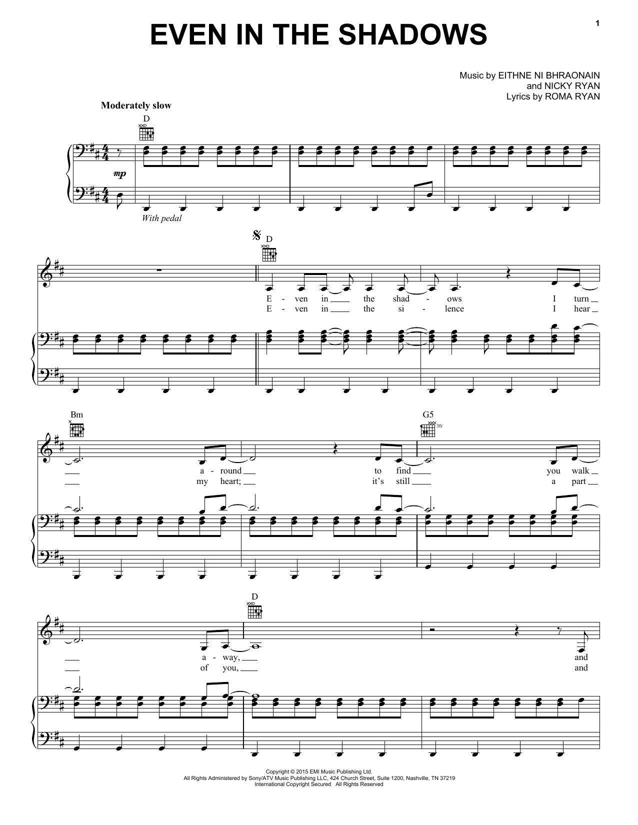 Download Enya Even In The Shadows Sheet Music