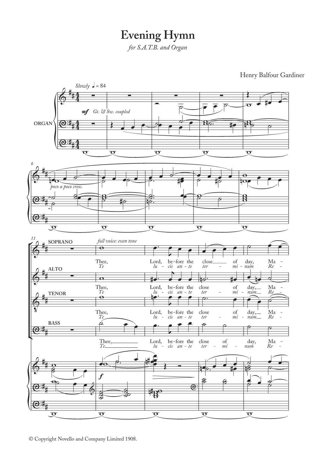 Download Henry Balfour Gardiner Evening Hymn Sheet Music