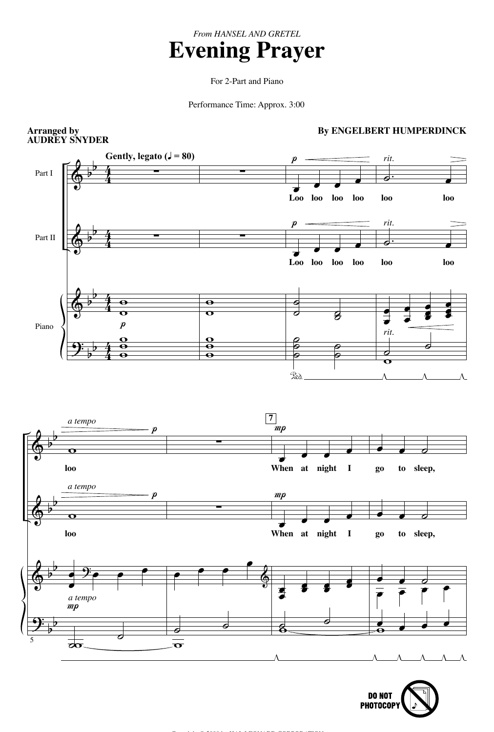 Download Engelbert Humperdinck Evening Prayer (from Hansel And Gretel) Sheet Music
