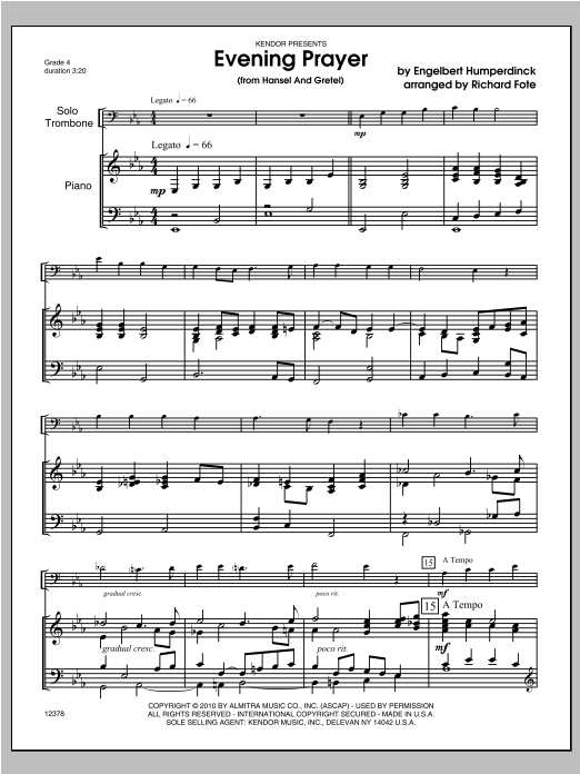 Download Fote Evening Prayer (from Hansel And Gretel) Sheet Music
