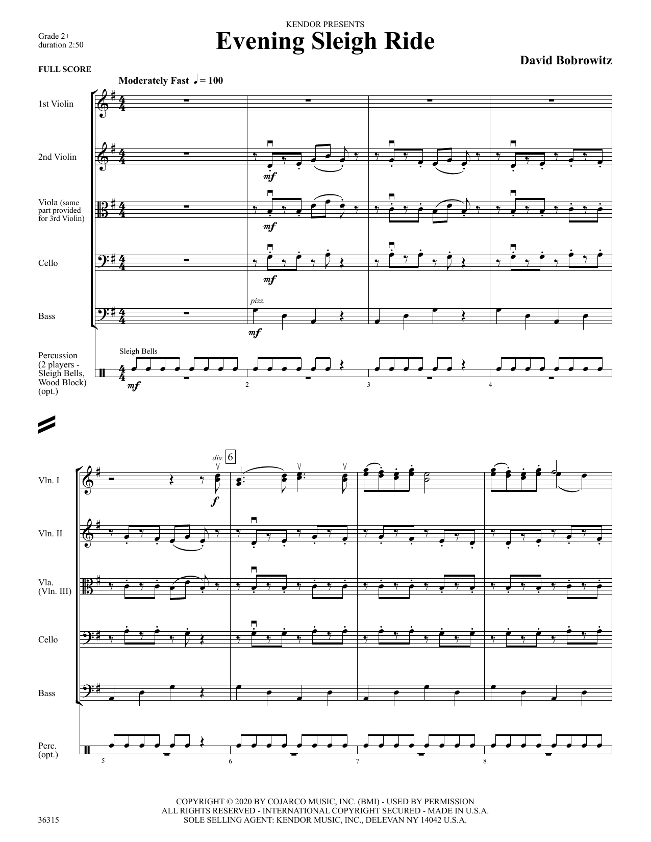 Download David Bobrowitz Evening Sleigh Ride - Full Score Sheet Music