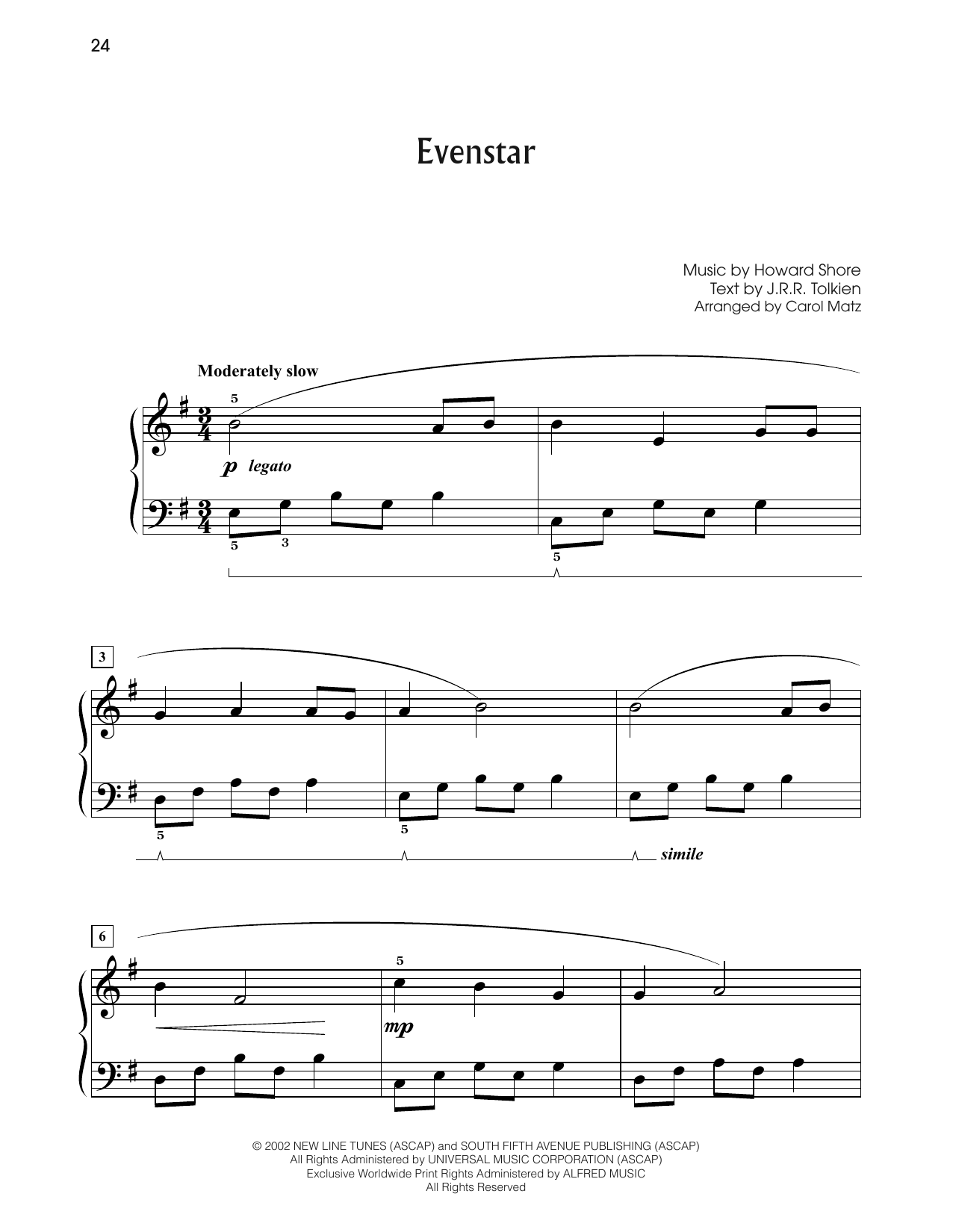 Download Howard Shore Evenstar (from The Lord Of The Rings: T Sheet Music