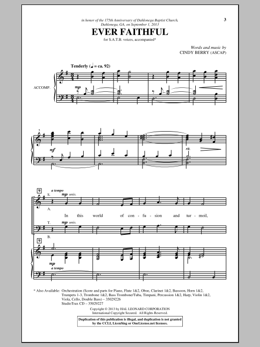 Download Cindy Berry Ever Faithful Sheet Music