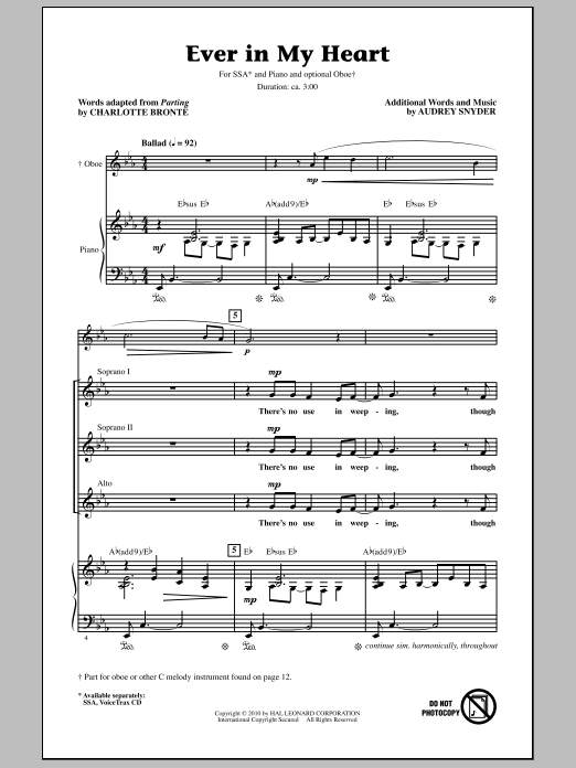Download Audrey Snyder Ever In My Heart Sheet Music