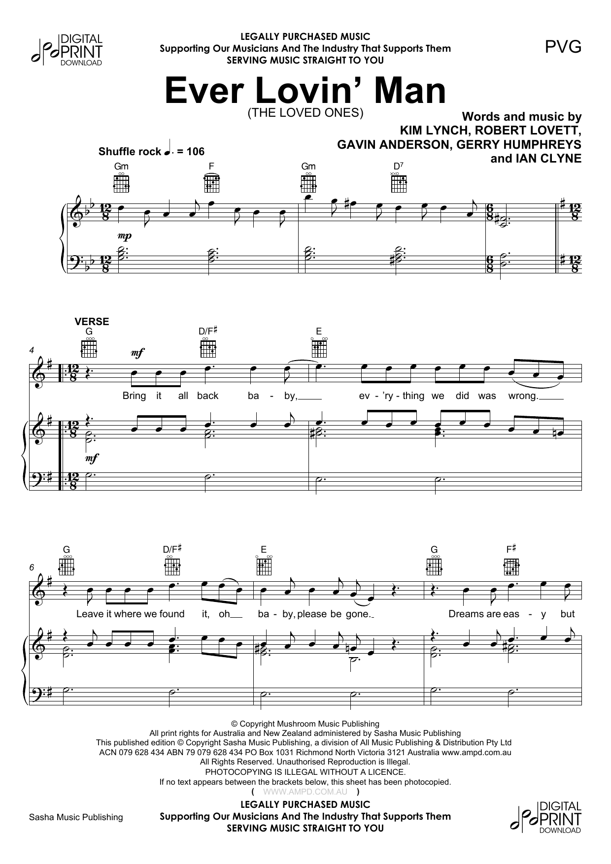 Download The Loved Ones Ever Lovin Man Sheet Music