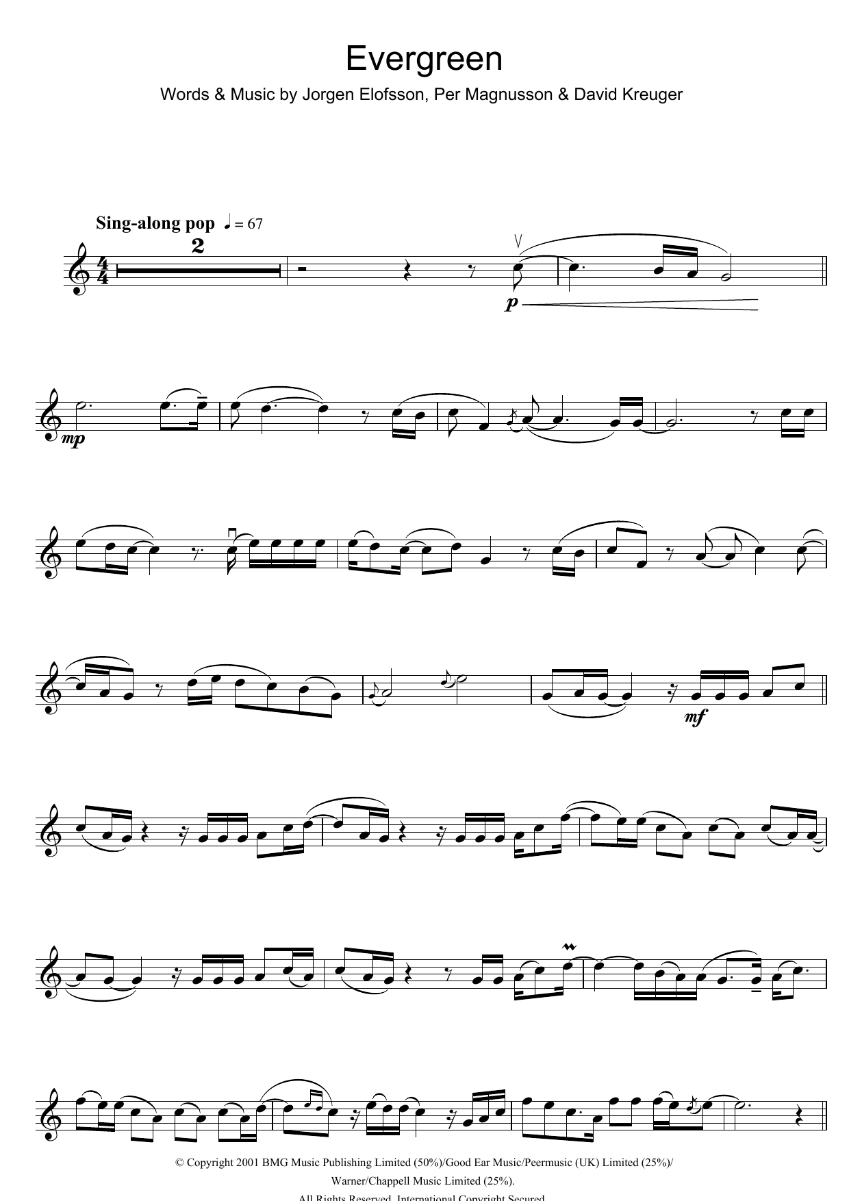 Download Will Young Evergreen Sheet Music