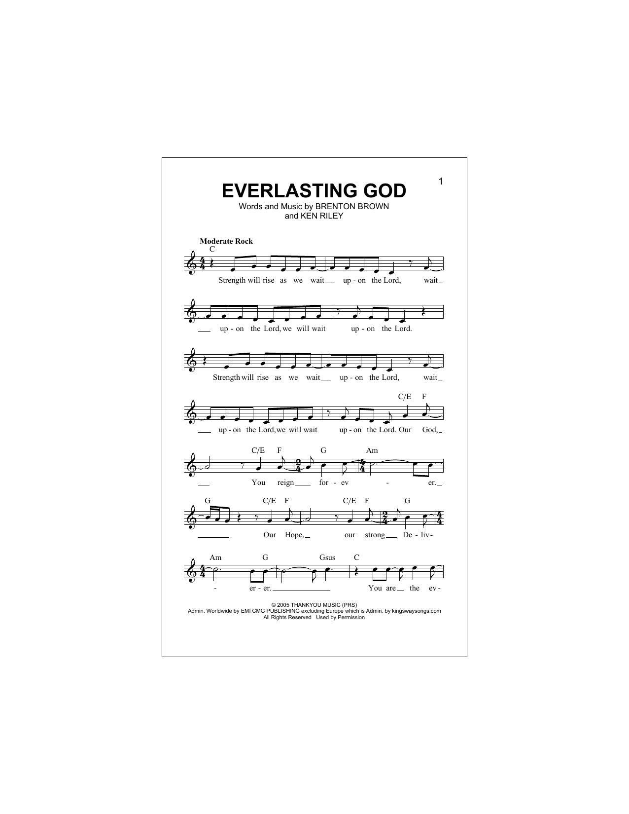 Download Chris Tomlin Everlasting God Sheet Music