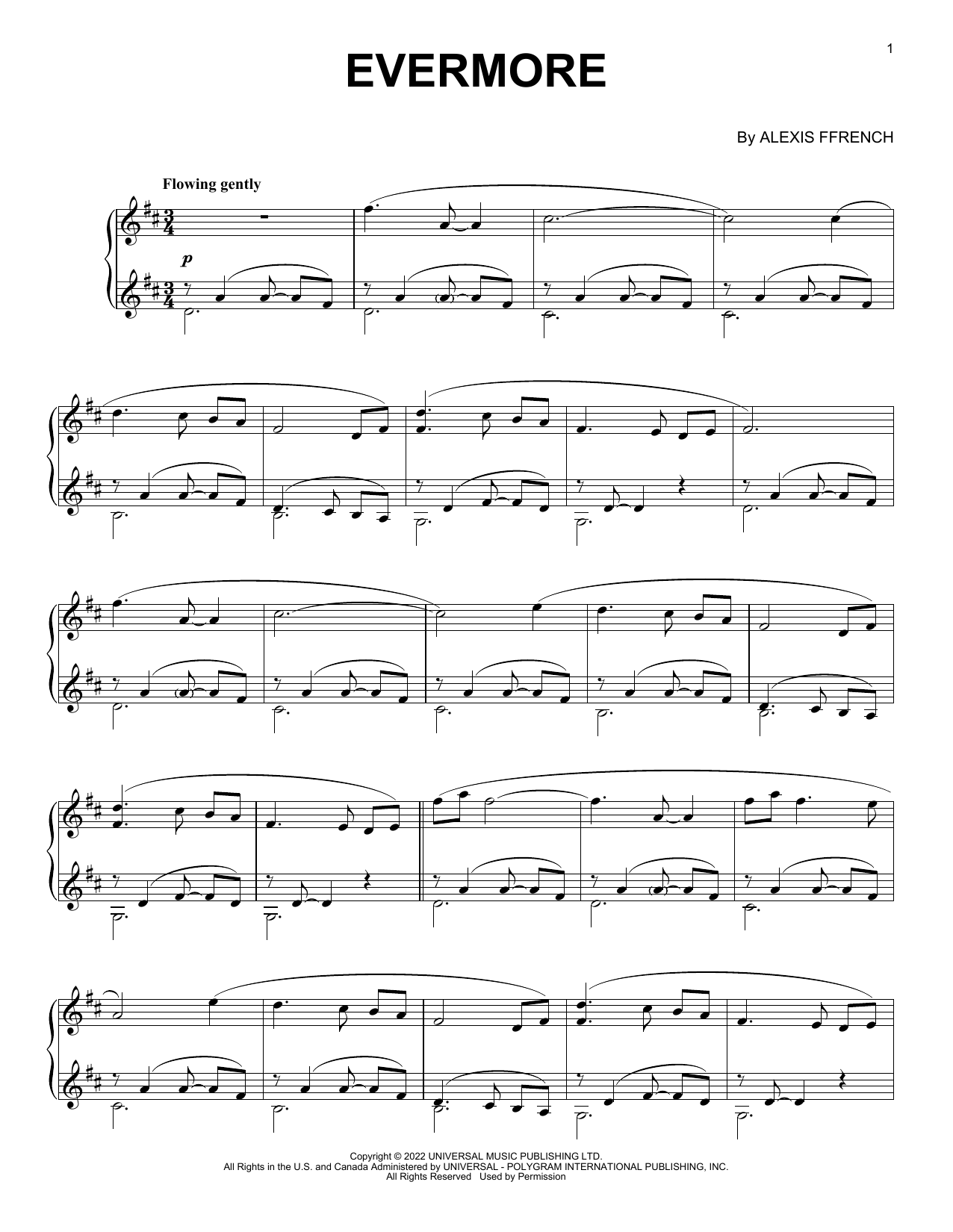Download Alexis Ffrench Evermore Sheet Music