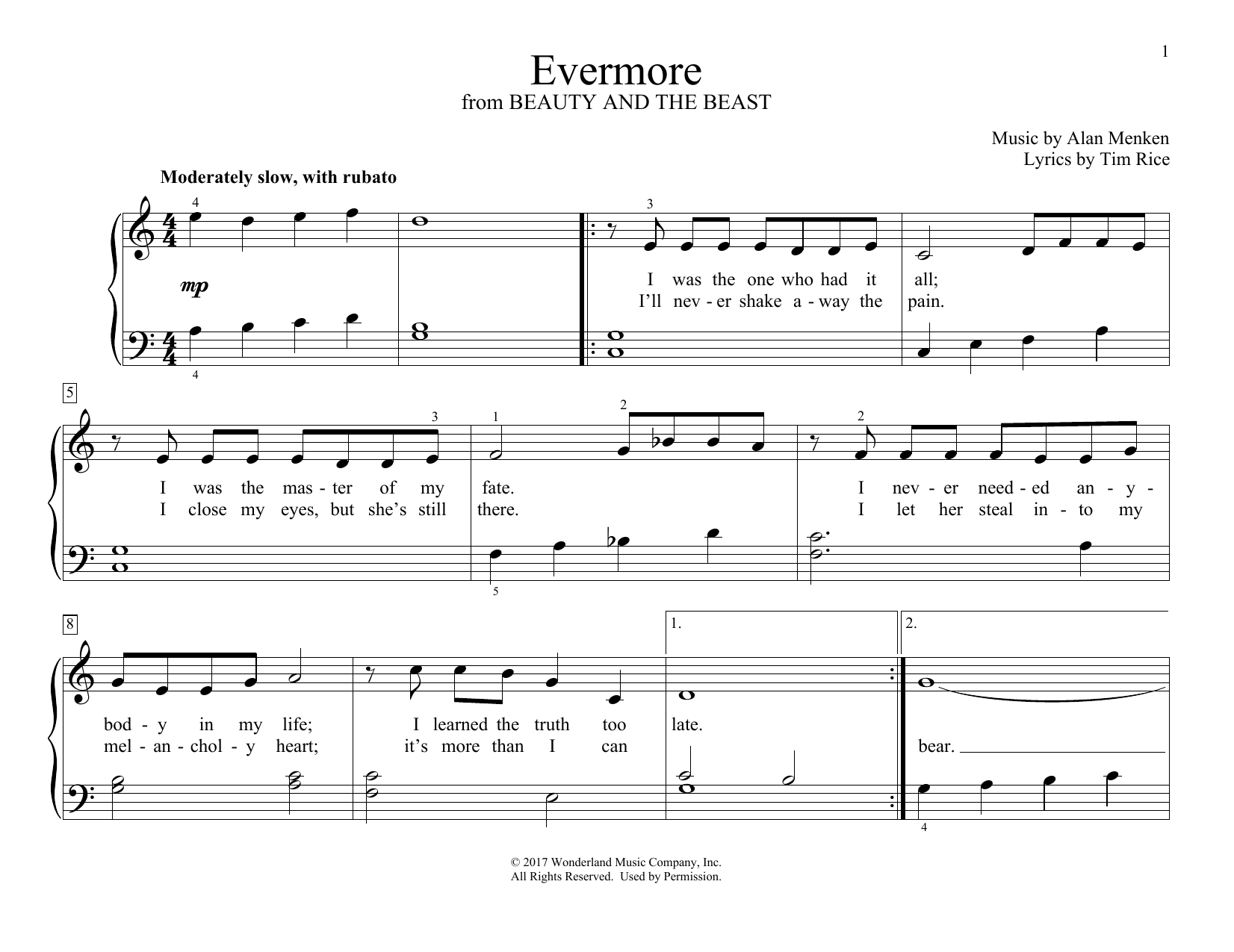 Download Alan Menken Evermore Sheet Music