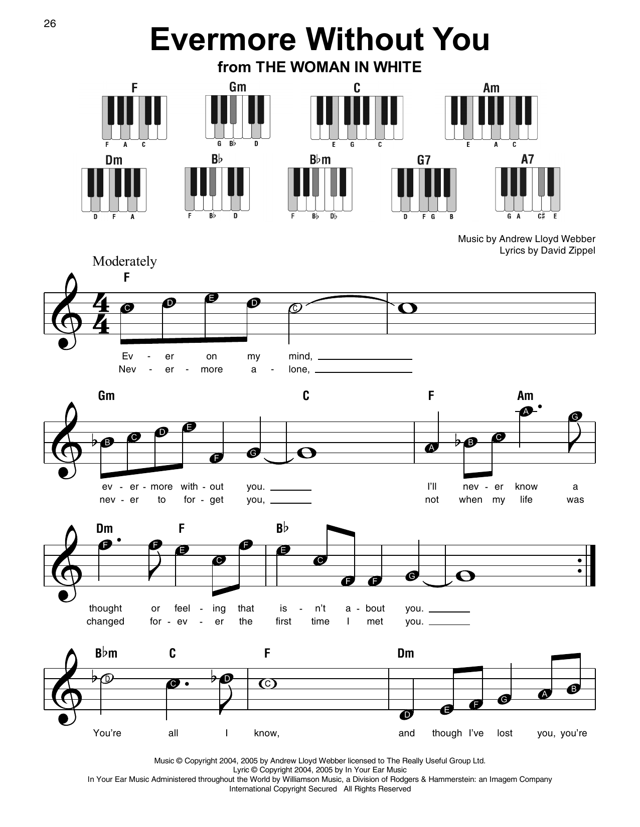 Download Andrew Lloyd Webber Evermore Without You Sheet Music