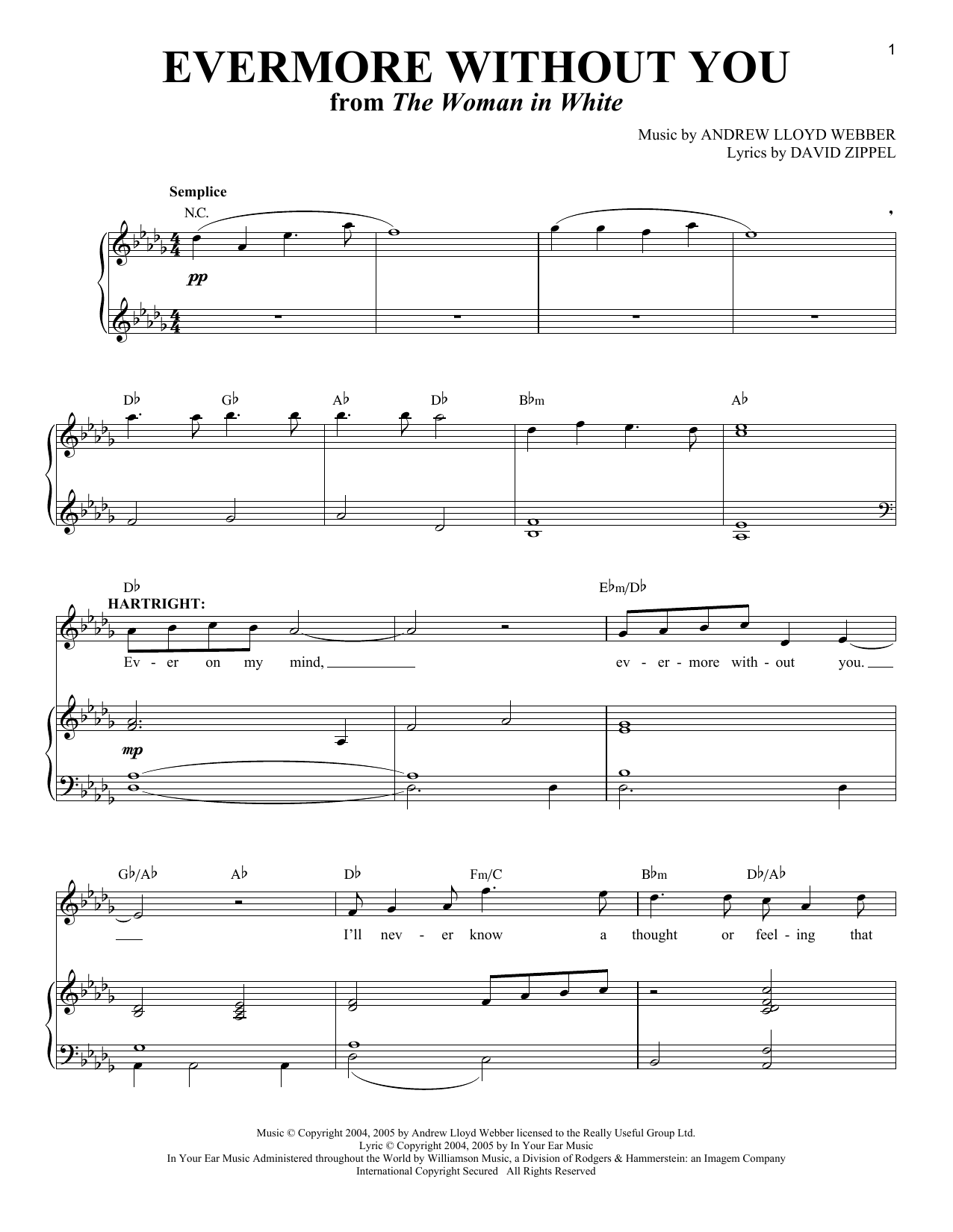Download Andrew Lloyd Webber Evermore Without You (from The Woman In Sheet Music