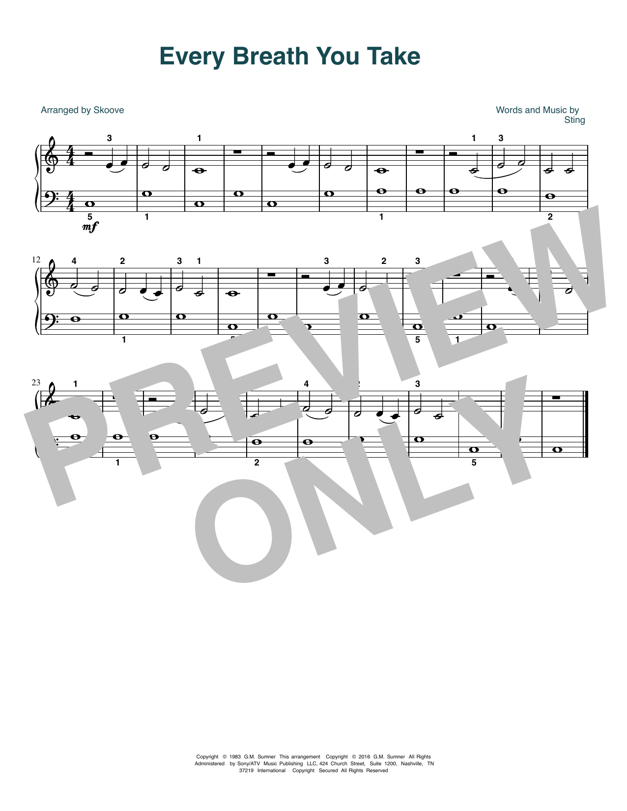 Download Sting Every Breath You Take (arr. Skoove) Sheet Music