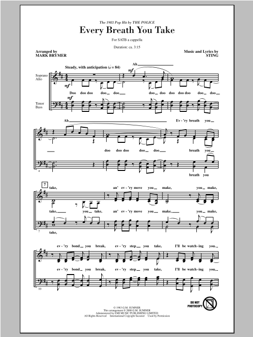 Download Mark Brymer Every Breath You Take Sheet Music