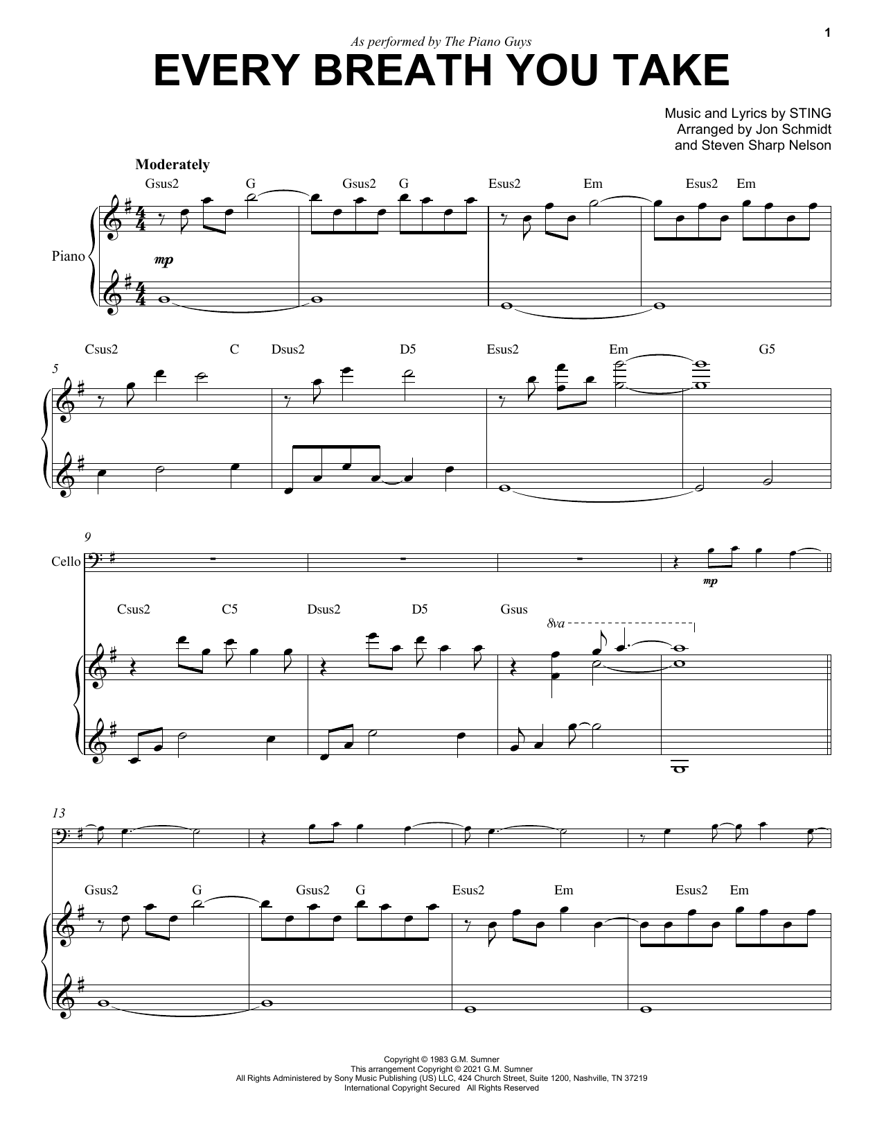 Download The Piano Guys Every Breath You Take Sheet Music