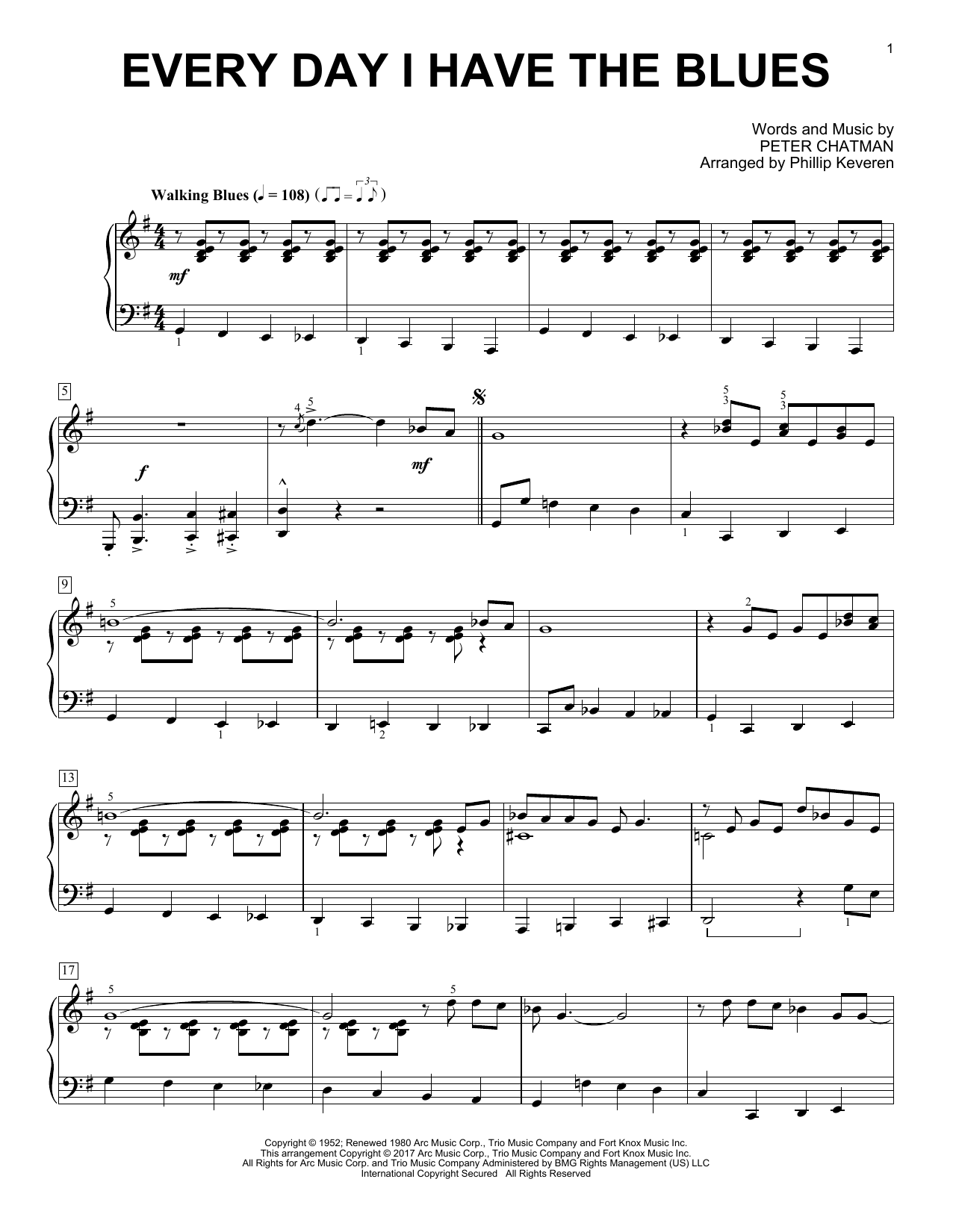 Download Phillip Keveren Every Day I Have The Blues Sheet Music