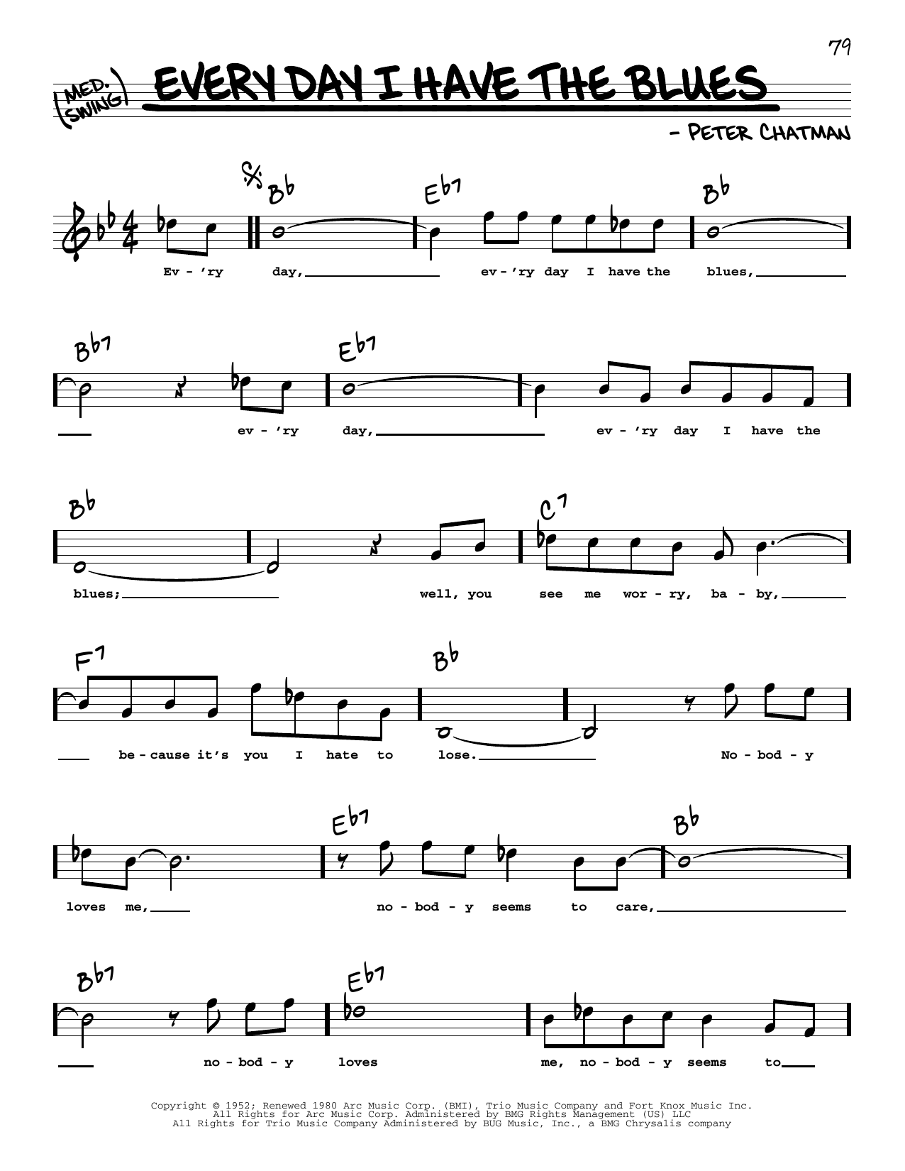 Download B.B. King Every Day I Have The Blues (High Voice) Sheet Music