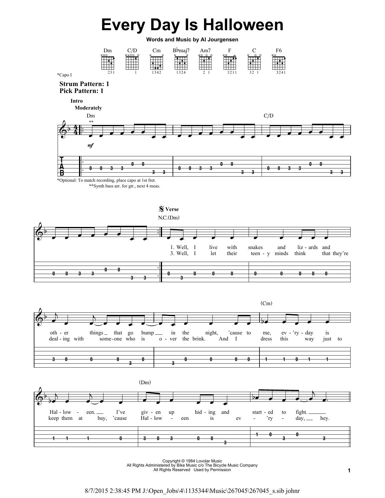Download Ministry Every Day Is Halloween Sheet Music