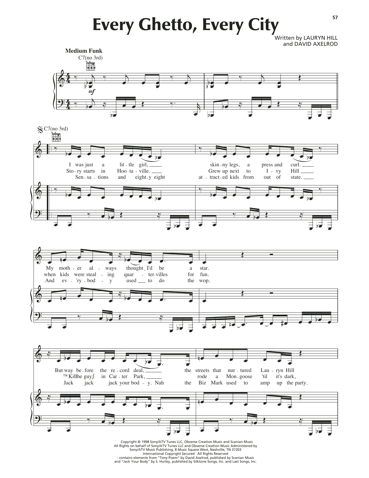 Download Lauryn Hill Every Ghetto, Every City Sheet Music