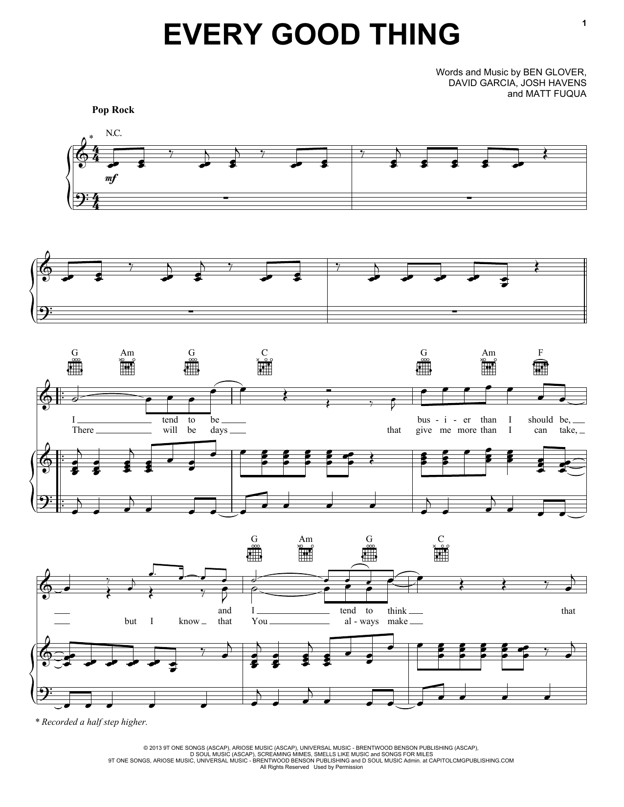 Download The Afters Every Good Thing Sheet Music